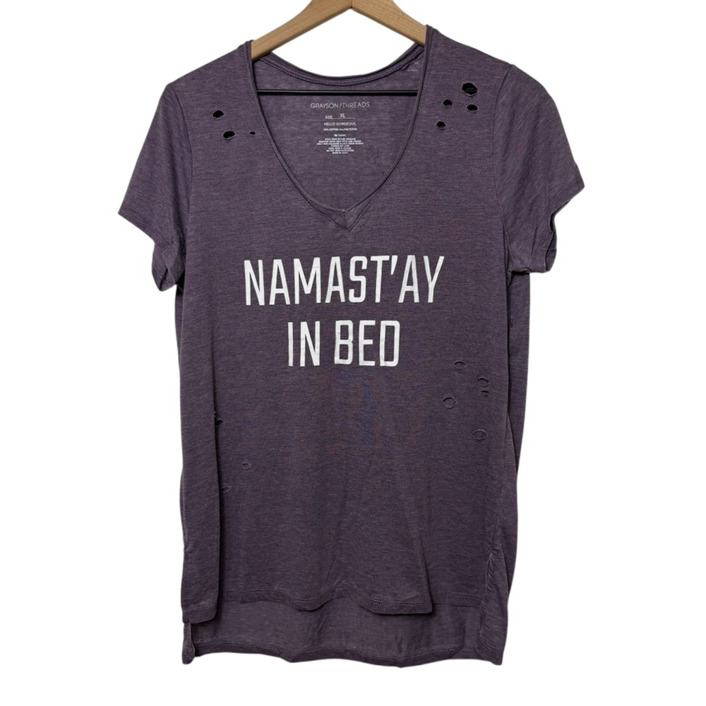GRAYSON THREADS PURPLE NAMAS'TAY IN BED WOMEN SHORT SLEEVE SHIRT XL